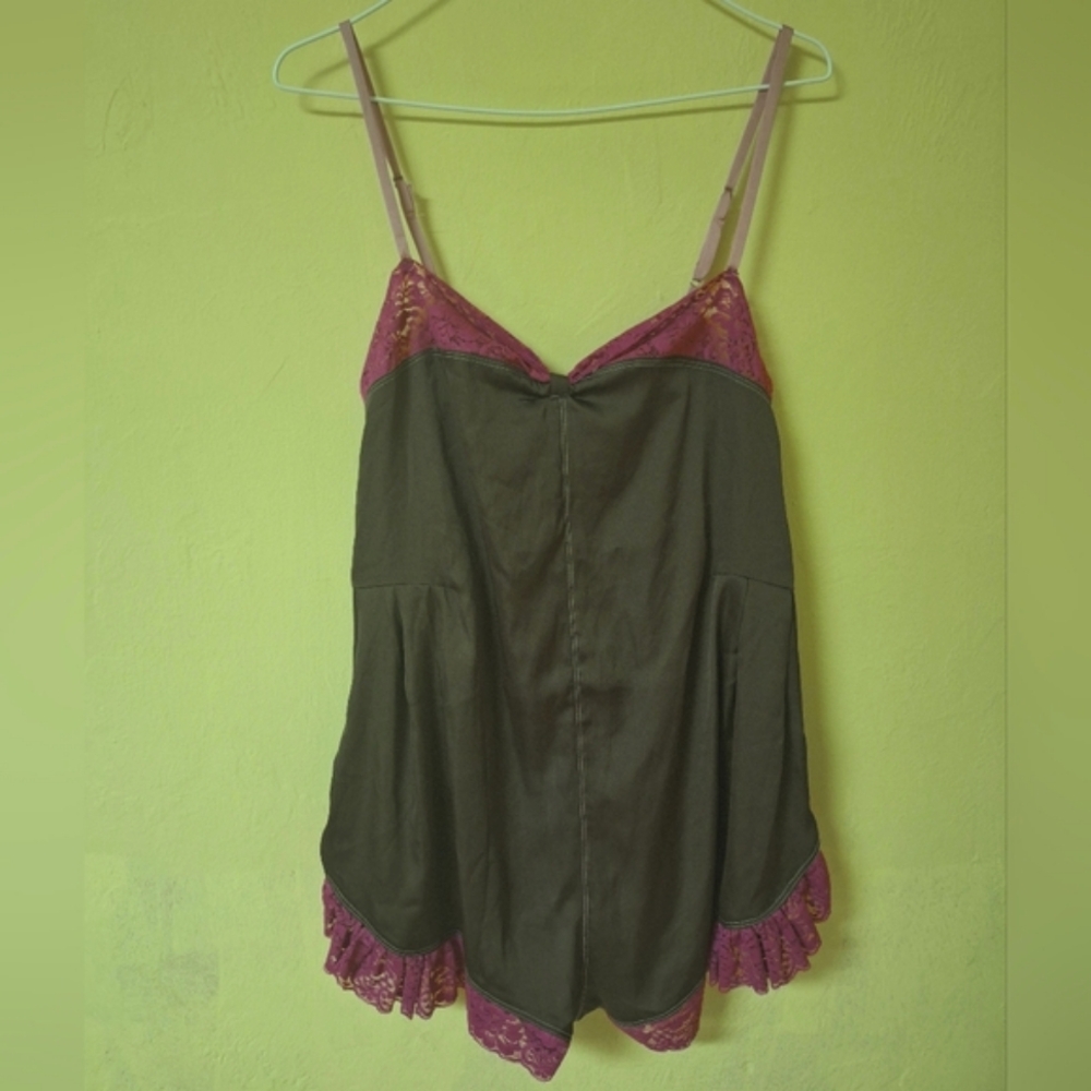 NWOT Free People First Date Brown Satin Silky Plum Lace Romper S